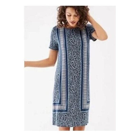 J Jill Paisley Print Mini T-shirt Dress Size Small Petite - Picture 1 of 7